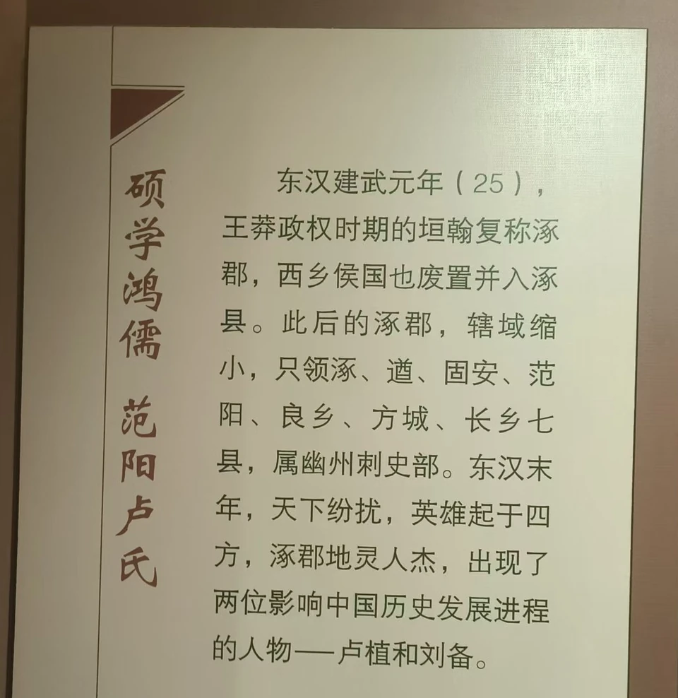 Zhuozhou Museum panel introducing the learned scholars of the Lu clan of Fanyang