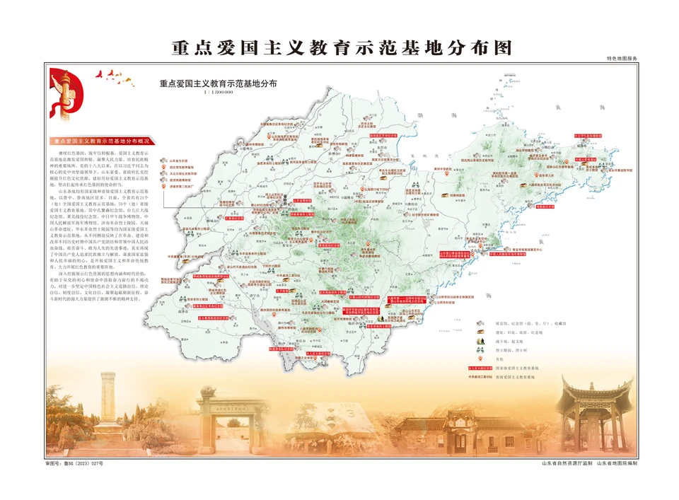 Distribution of key model patriotic education bases in Shandong Province