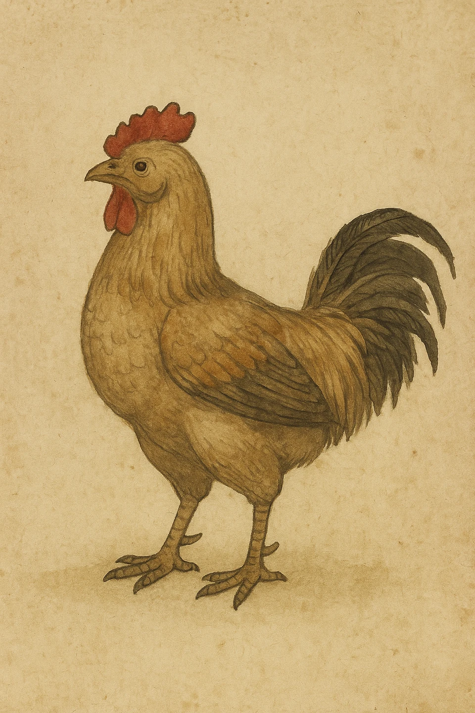 Painting of a rooster on paper