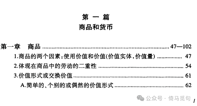 《资本论》纸书目录第一页