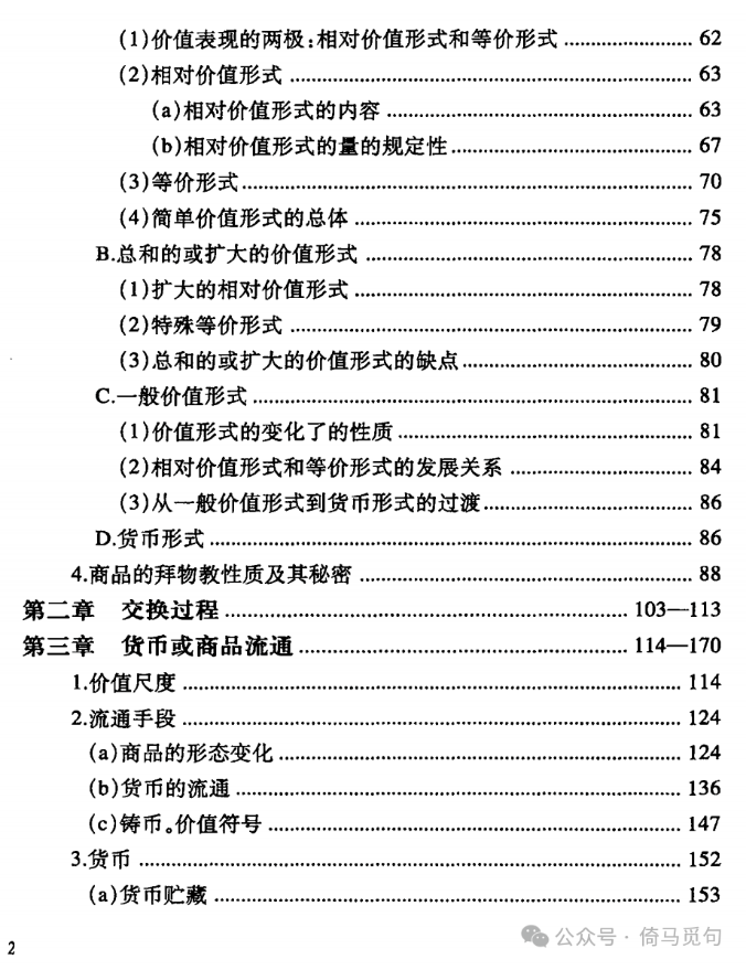 《资本论》纸书目录第二页