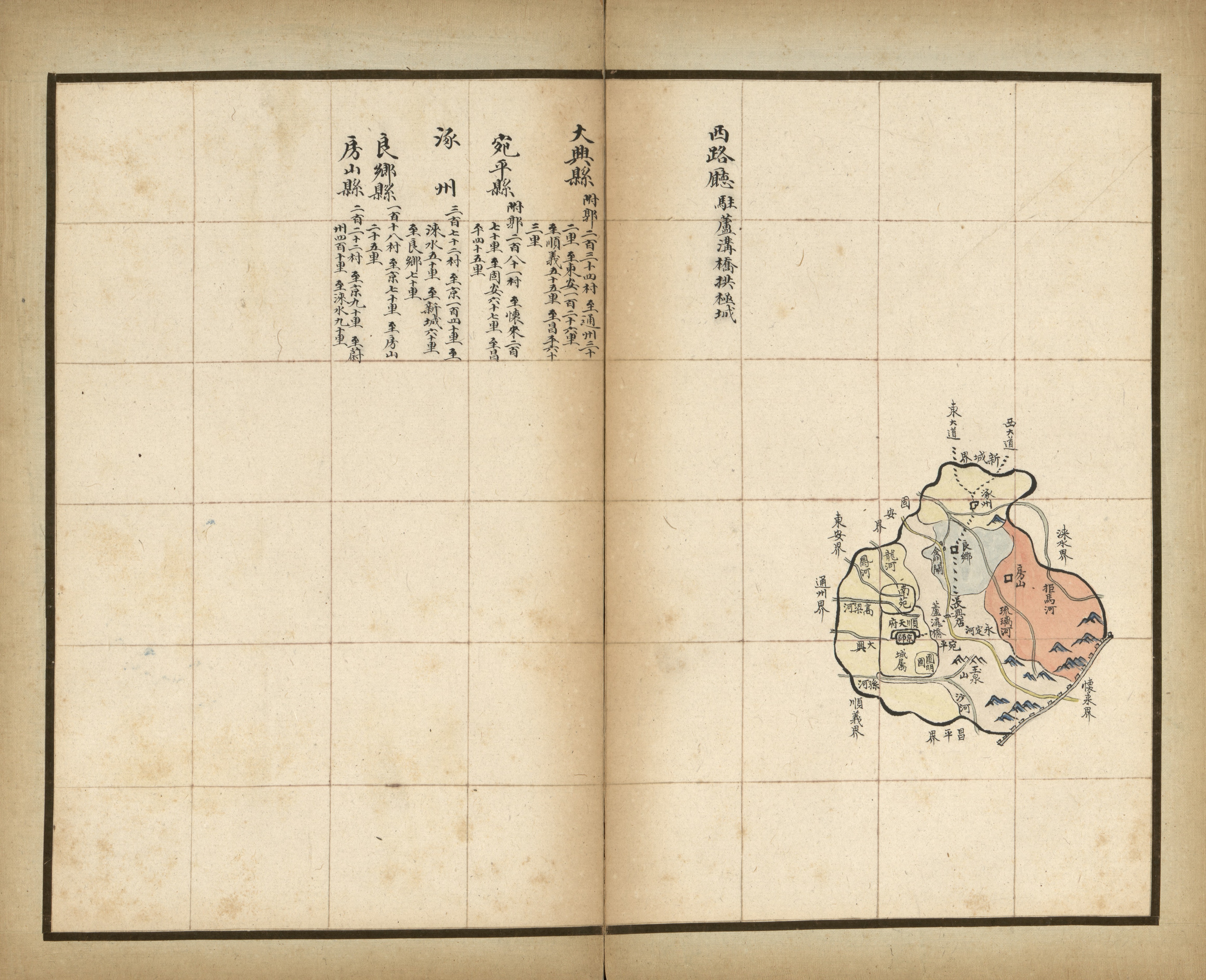顺天府西路厅的双页古地图