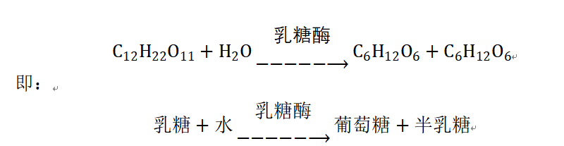 乳糖经乳糖酶分解为葡萄糖和半乳糖的反应式