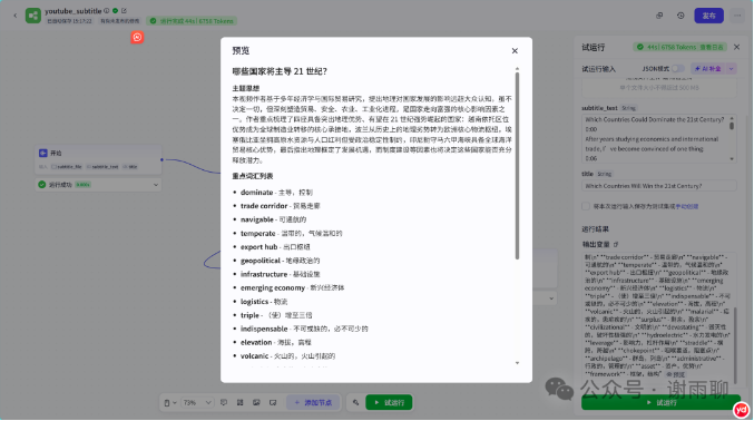 扣子生成的主题思想与重点词汇预览