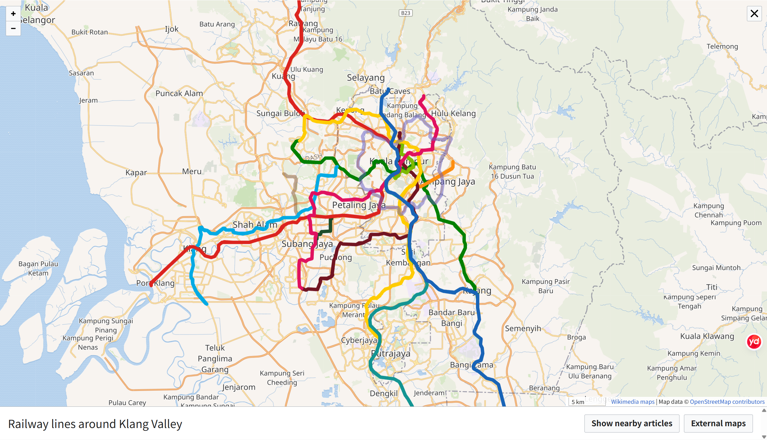 巴生谷轨道交通线路地理分布图