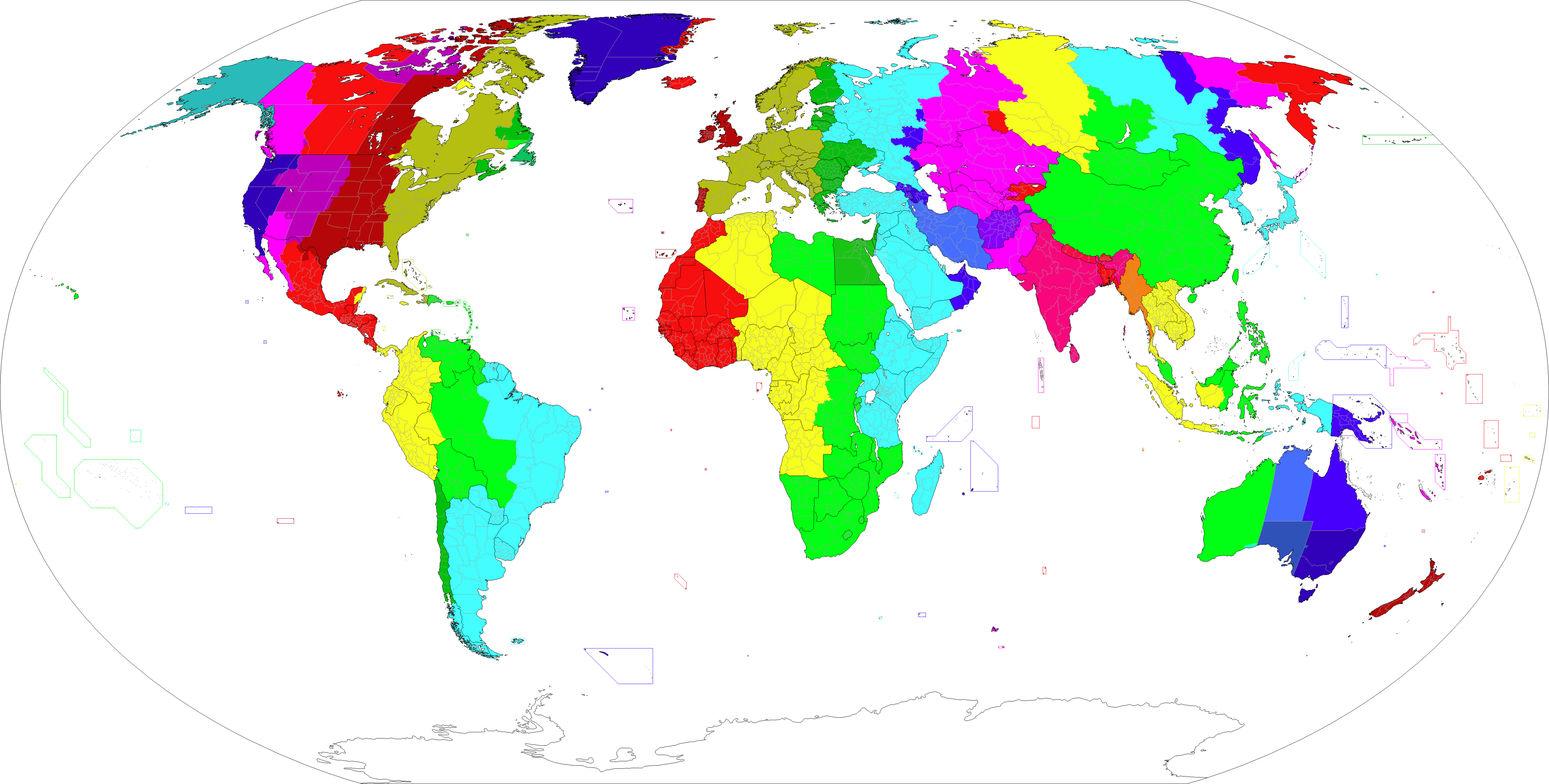 世界各地时区划分地图