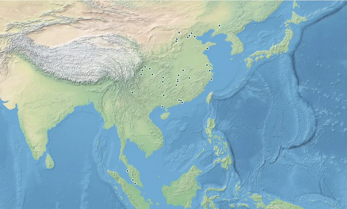 Actual terrain map and city markers in the Footprints Map
